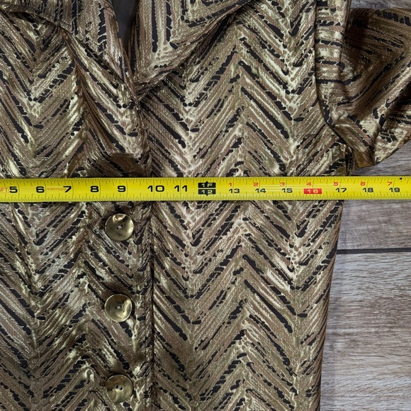 Vintage Painted Pony Wearable Art Geometric Gold Jacket Size Small Shimmer Coat - Picture 10 of 15